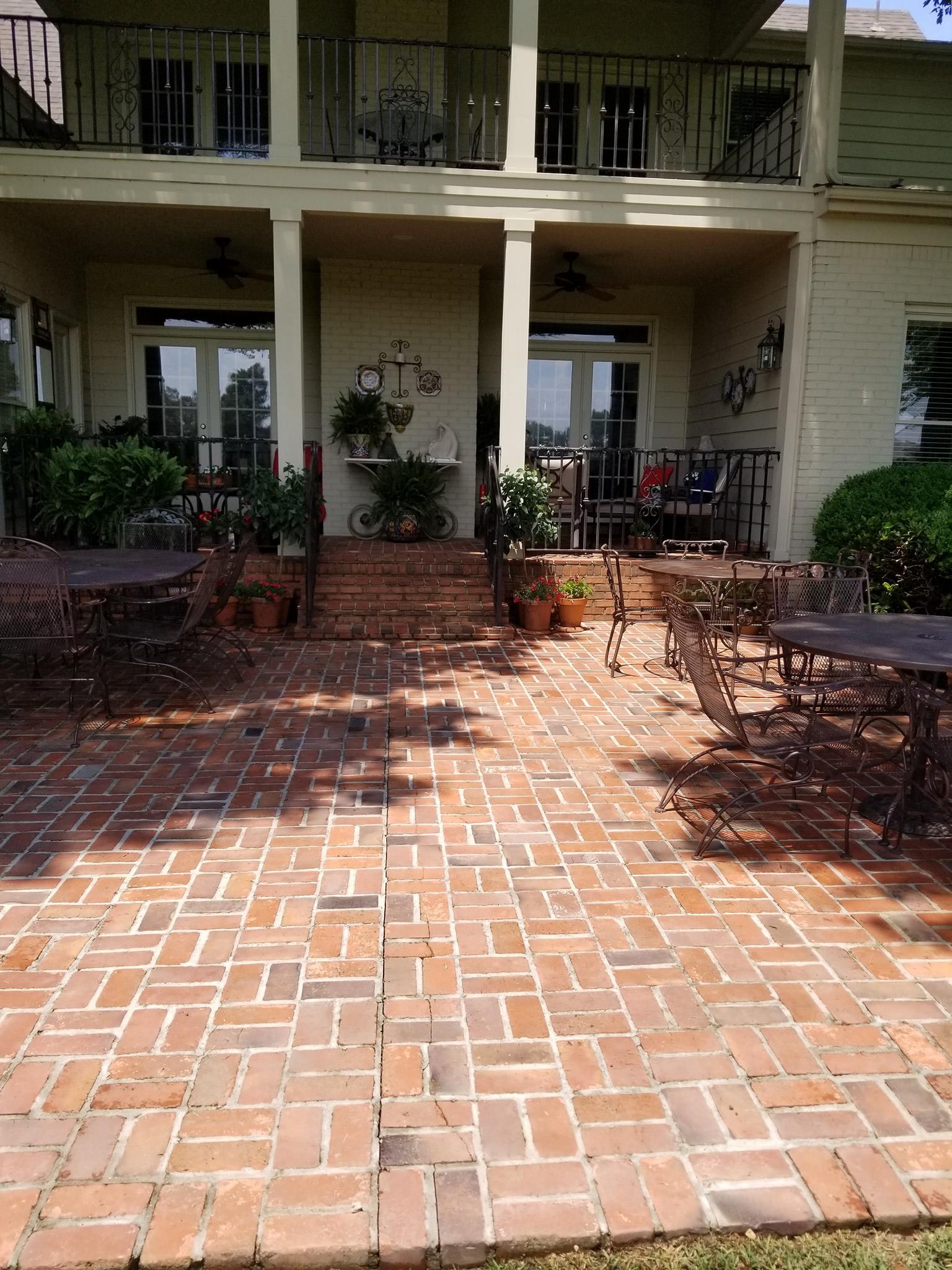 Beautiful clean brick patio after pressure washing in Memphis TN